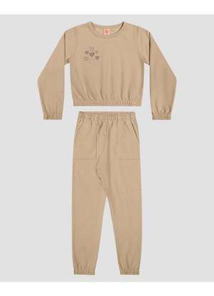 Kely Kety - Conjunto Infantil Menina Blusão e Calça Bege - KELY KETY