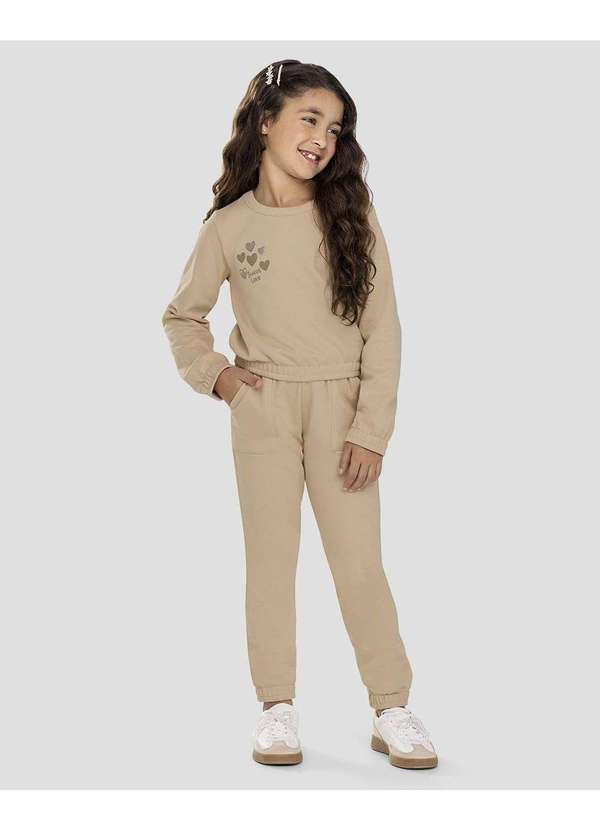 Kely Kety - Conjunto Infantil Menina Blusão e Calça Bege