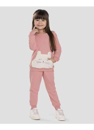 Kely Kety - Conjunto Infantil Menina Blusão e Calça em Moletom Rosa - KELY KETY