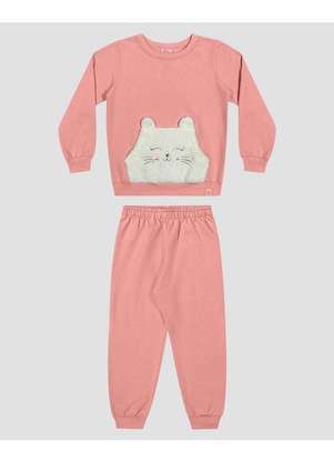 Kely Kety - Conjunto Infantil Menina Blusão e Calça em Moletom Rosa - KELY KETY