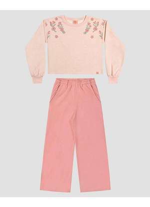 Kely Kety - Conjunto Infantil Menina Blusão e Calça Pantalona Rosa - KELY KETY