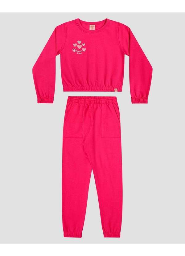 Kely Kety - Conjunto Infantil Menina Blusão e Calça Rosa