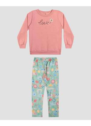 Kely Kety - Conjunto Infantil Menina Blusão e Legging Estampada Rosa - KELY KETY