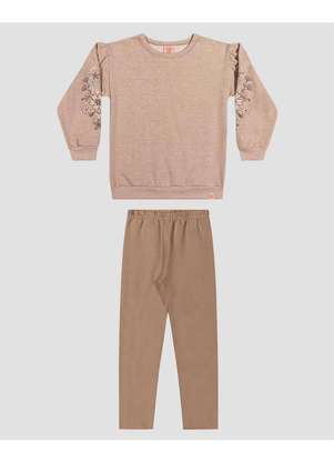Kely Kety - Conjunto Infantil Menina Blusão e Legging Marrom - KELY KETY