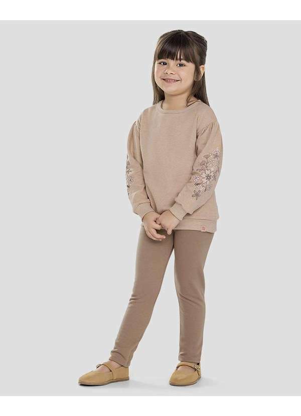 Kely Kety - Conjunto Infantil Menina Blusão e Legging Marrom