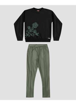 Kely Kety - Conjunto Infantil Menina Blusão e Legging Montaria Preto - KELY KETY