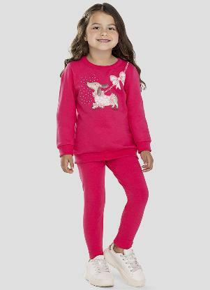 Kely Kety - Conjunto Infantil Menina Blusão e Legging Rosa - KELY KETY