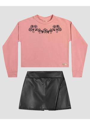 Kely Kety - Conjunto Infantil Menina Blusão e Saia Montaria Rosa - KELY KETY