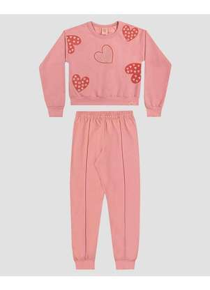 Kely Kety - Conjunto Infantil Menina com Blusão e Calça em Moletom Rosa - KELY KETY