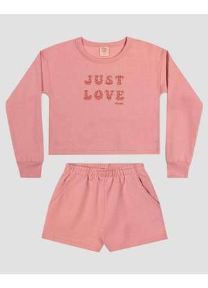Kely Kety - Conjunto Infantil Menina com Blusão e Shorts Rosa - KELY KETY