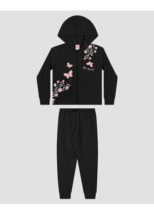 Kely Kety - Conjunto Infantil Menina com Jaqueta e Calça Preto - KELY KETY