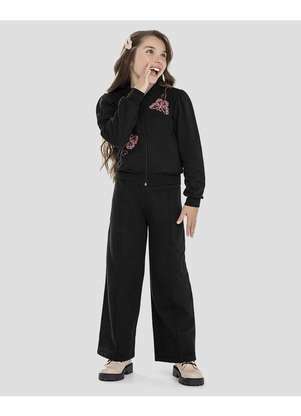 Kely Kety - Conjunto Infantil Menina Jaqueta e Calça em Moletom Preto - KELY KETY