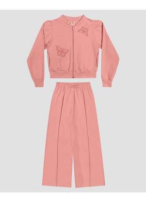Kely Kety - Conjunto Infantil Menina Jaqueta e Calça em Moletom Rosa - KELY KETY