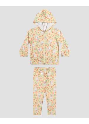 Kely Kety - Conjunto Infantil Menina Jaqueta e Calça Estampada Amarelo - KELY KETY