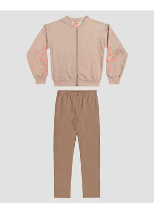 Kely Kety - Conjunto Infantil Menina Jaqueta e Legging Marrom - KELY KETY