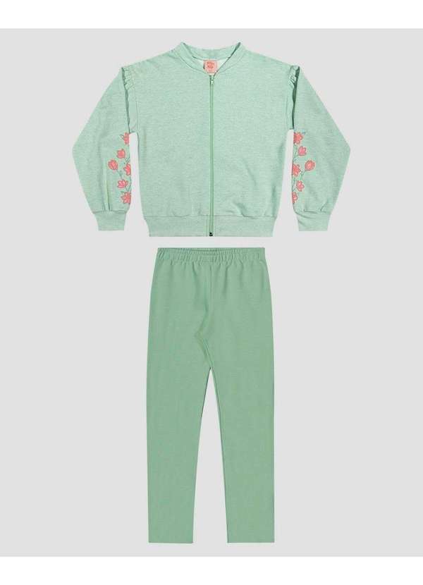 Kely Kety - Conjunto Infantil Menina Jaqueta e Legging Verde