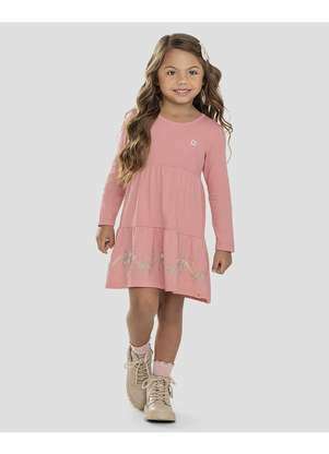 Kely Kety - Vestido Infantil Manga Longa com Babados Rosa - KELY KETY