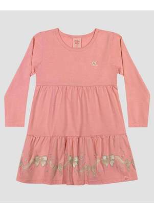 Kely Kety - Vestido Infantil Manga Longa com Babados Rosa - KELY KETY