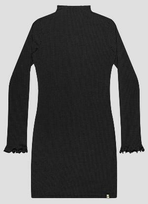 Based. - Vestido Juvenil Curto Manga Longa Canelado Preto - BASED.