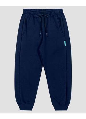Reirex - Calça Infantil Menino em Moletom com Punho Azul - REIREX