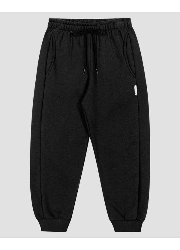 Reirex - Calça Infantil Menino em Moletom com Punho Preto