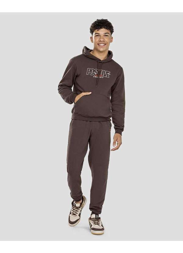 Based. - Calça Jogger Juvenil Masculina em Moletom Marrom