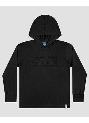 Reirex - Camiseta Infantil Manga Longa com Capuz Preto - REIREX