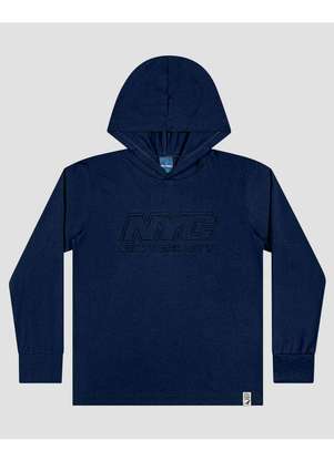 Reirex - Camiseta Infantil Menino Manga Longa com Capuz Azul - REIREX