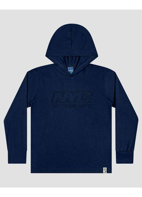 Reirex - Camiseta Infantil Menino Manga Longa com Capuz Azul