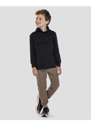 Reirex - Camiseta Infantil Menino Manga Longa com Capuz Preto - REIREX