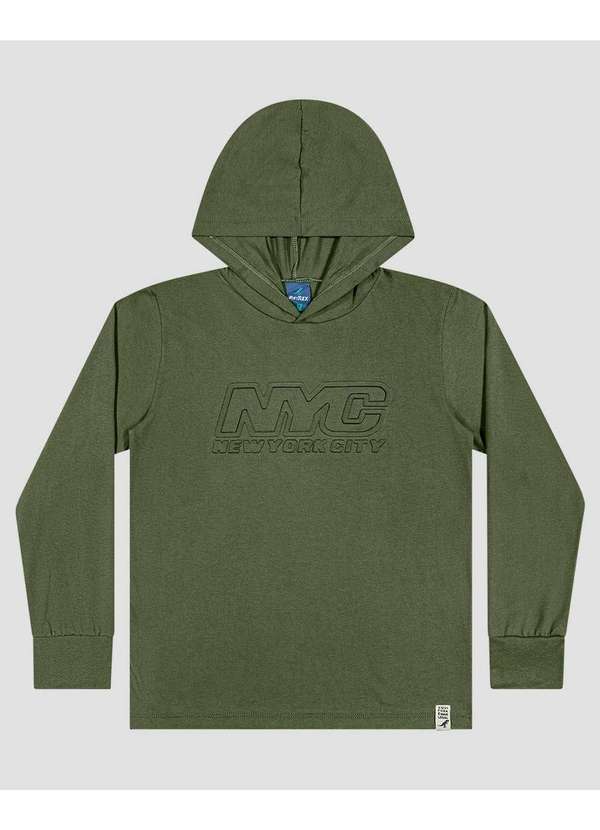 Reirex - Camiseta Infantil Menino Manga Longa com Capuz Verde