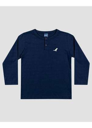 Reirex - Camiseta Infantil Menino Manga Longa Malha Trabalhada Azul - REIREX