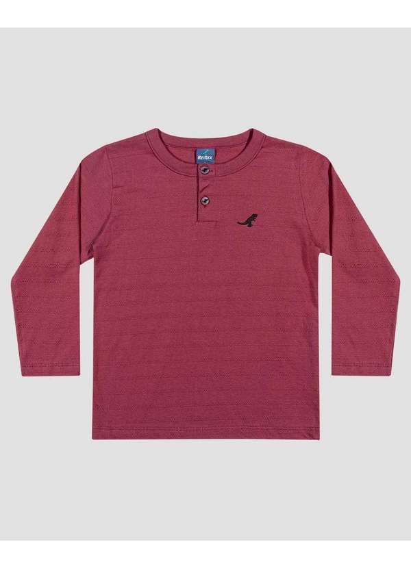 Reirex - Camiseta Infantil Menino Manga Longa Malha Trabalhada Bordo