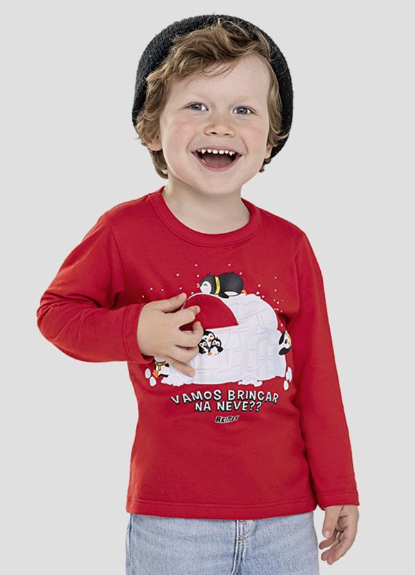 Reirex - Camiseta Manga Longa Interativa Vermelho