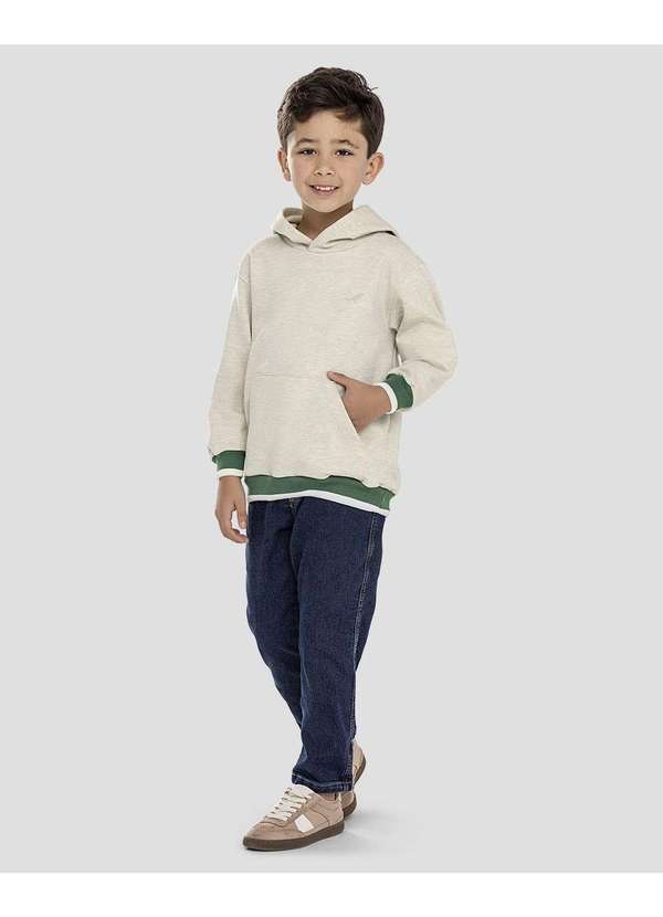 Reirex - Blusão Infantil Menino em Moletom com Retilínea Mescla