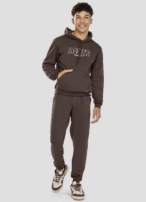 Based. - Blusão Juvenil Masculino em Moletom com Capuz Marrom - BASED.