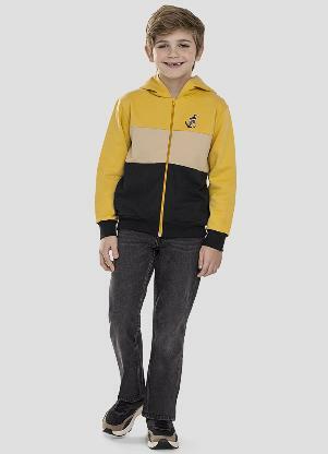 Reirex - Jaqueta em Moletom com Capuz Amarelo - REIREX