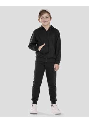 Reirex - Jaqueta Infantil Menino em Malha Felpada com Capuz Preto - REIREX