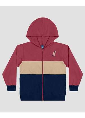 Reirex - Jaqueta Infantil Menino em Moletom com Capuz Bordo - REIREX