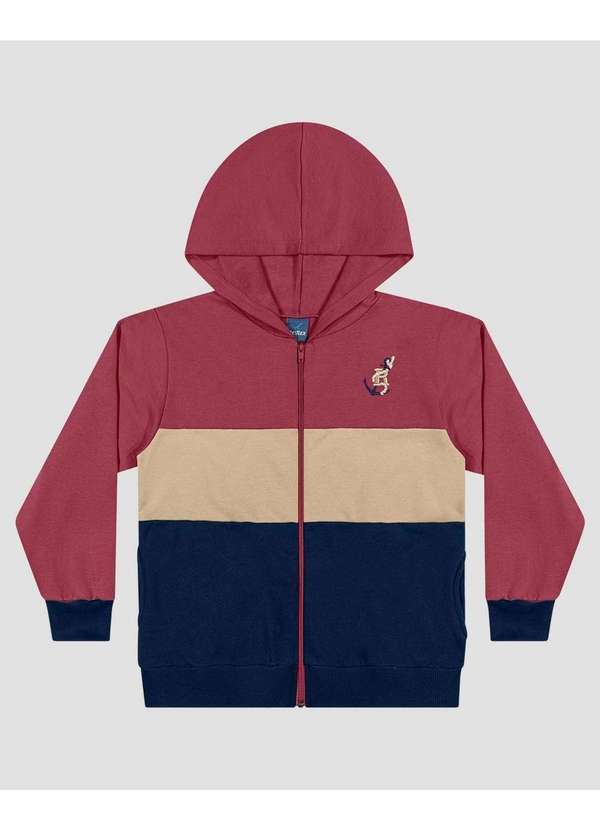 Reirex - Jaqueta Infantil Menino em Moletom com Capuz Bordo