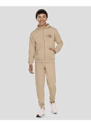 Based - Jaqueta Juvenil Masculina em Moletom com Capuz Bege - BaseD