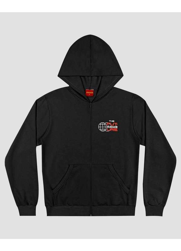 Based - Jaqueta Juvenil Masculina em Moletom com Capuz Preto