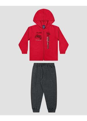 Reirex - Conjunto Bebê Menino Jaqueta Estampa Game e Calça Vermelho - REIREX