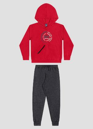 Reirex - Conjunto Blusão com Bolso Zíper e Calça Vermelho - REIREX