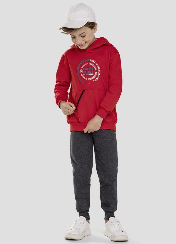 Reirex - Conjunto Blusão com Bolso Zíper e Calça Vermelho