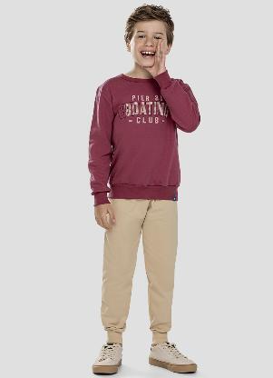 Reirex - Conjunto Blusão e Calça em Moletom Bordo - REIREX