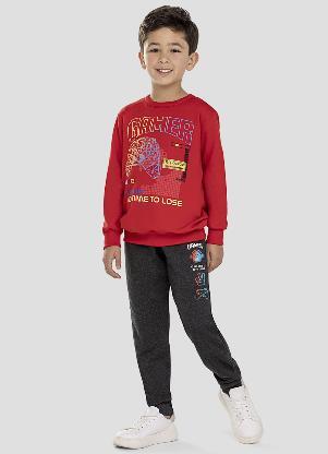 Reirex - Conjunto Blusão e Calça Jogger Vermelho - REIREX