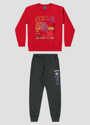 Reirex - Conjunto Blusão e Calça Jogger Vermelho - REIREX