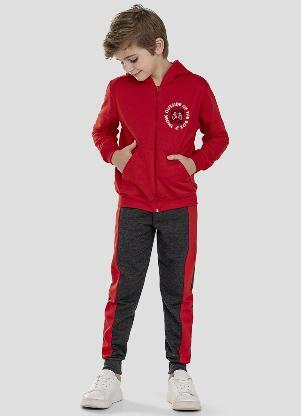 Reirex - Conjunto Infantil Jaqueta Estampa Game e Calça Vermelho - REIREX