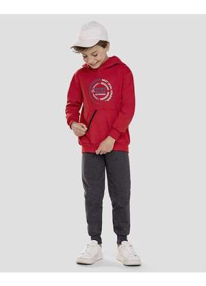 Reirex - Conjunto Infantil Menino Blusão com Bolso Zíper e Calça Vermelho - REIREX